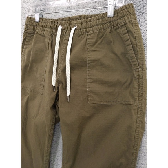 Vuori Ripstop Pants Olive Green Organic Cotton Elastic‎ Waist Drawstring Sz S - Picture 2 of 9